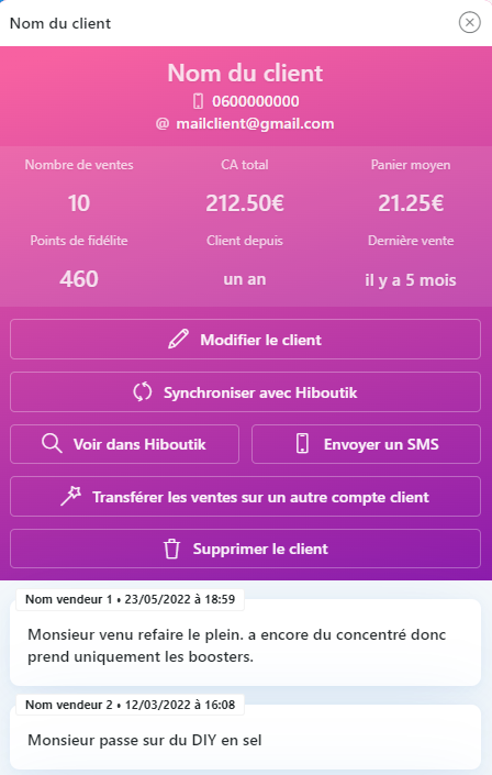 fiche Client